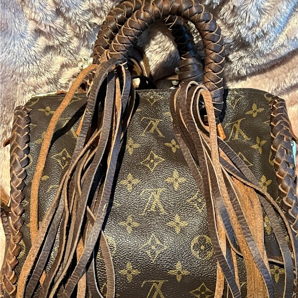 LOUIS VUITTON Speedy 25 Purse LV Monogram Graffiti Boho Pearl Fringe Bag HOST PK - Picture 6 of 16